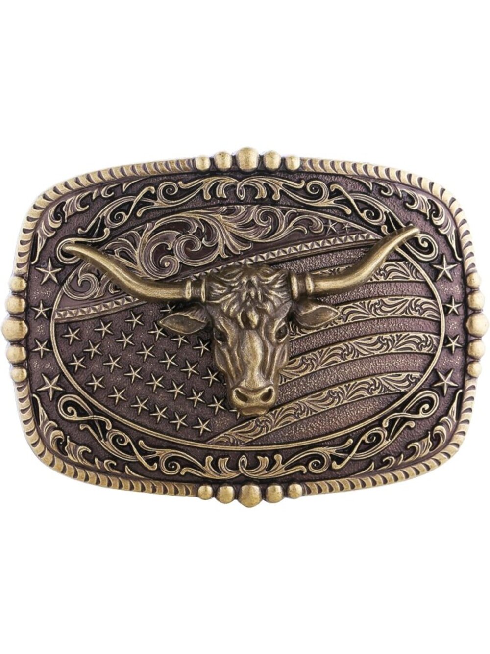 Unisex 1 Flag Longhorn Vintage Longhorn Bull Texas Cowboy Belt Buckle
